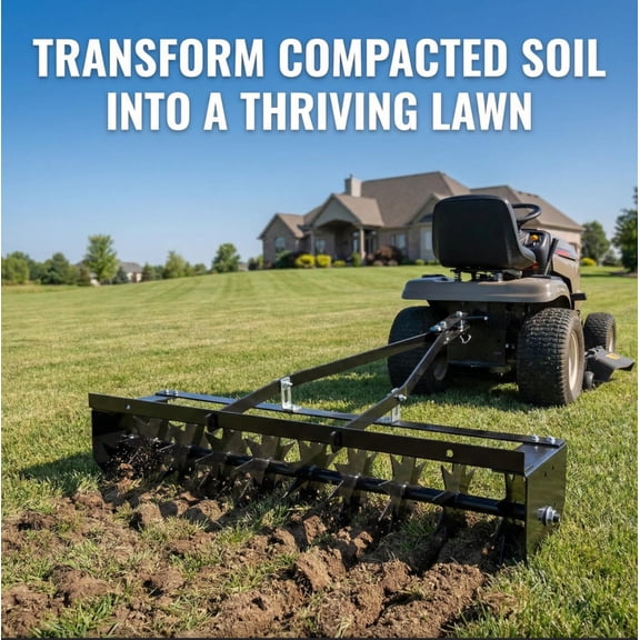 Lawn Aerator Tow Behind 31", Heavy Duty Spike Aerator with 200 LBS Weight Tray and 8 Star Tines, Pull Behind Grass Aerator for Tractor ATV UTV