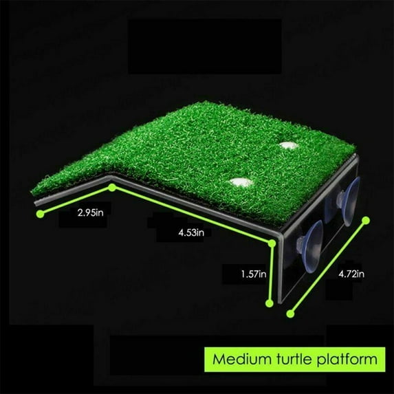 Lawn Basking Platform for Turtle, Simulated Grass Terrace, Tortoise Ramp Climbing Ladder Resting Terrace,Turtle Fish Tanks Aquarium Decor-M