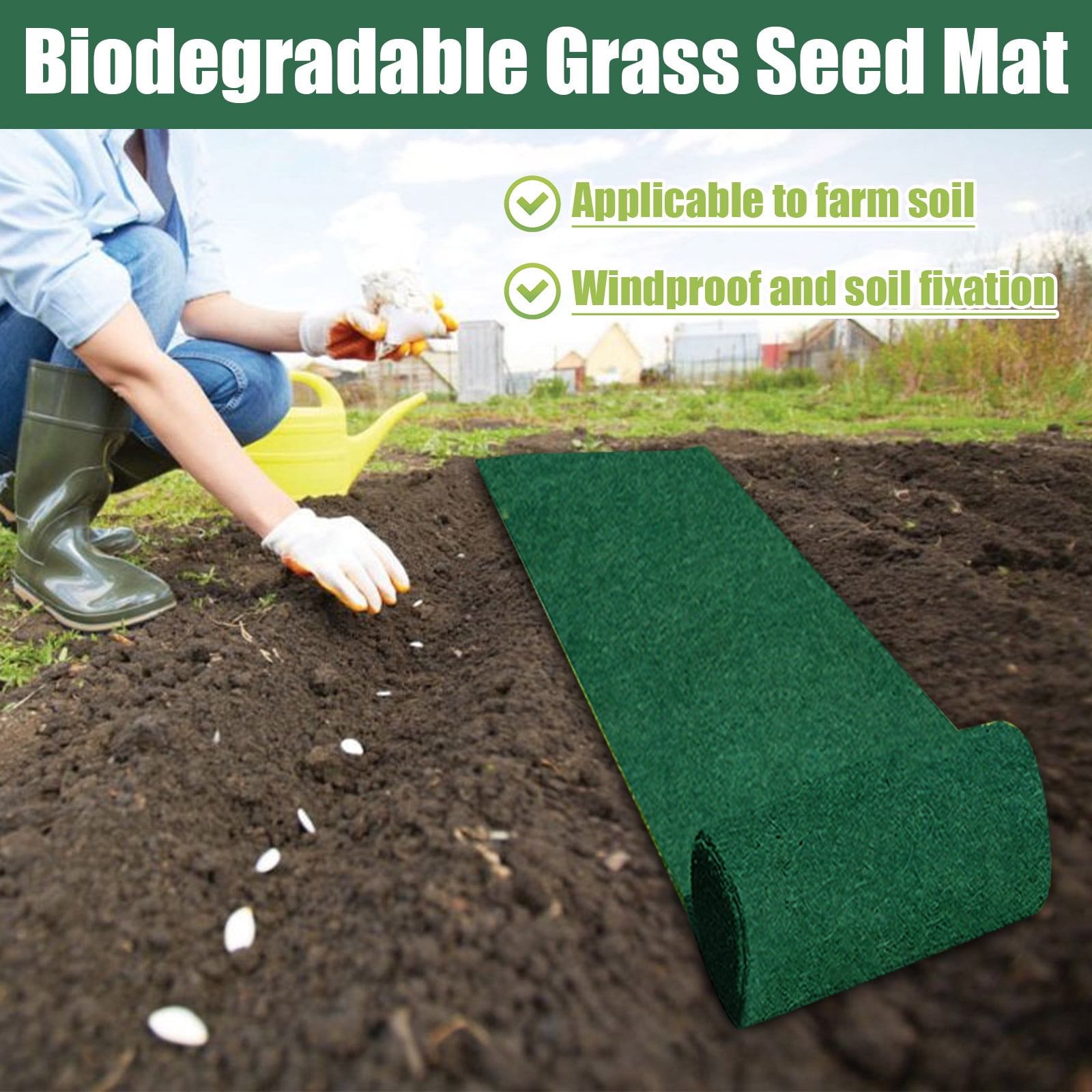Lawn Biodegradable Grass Seed Mat Straw Mat Fertilizer Garden Picnic