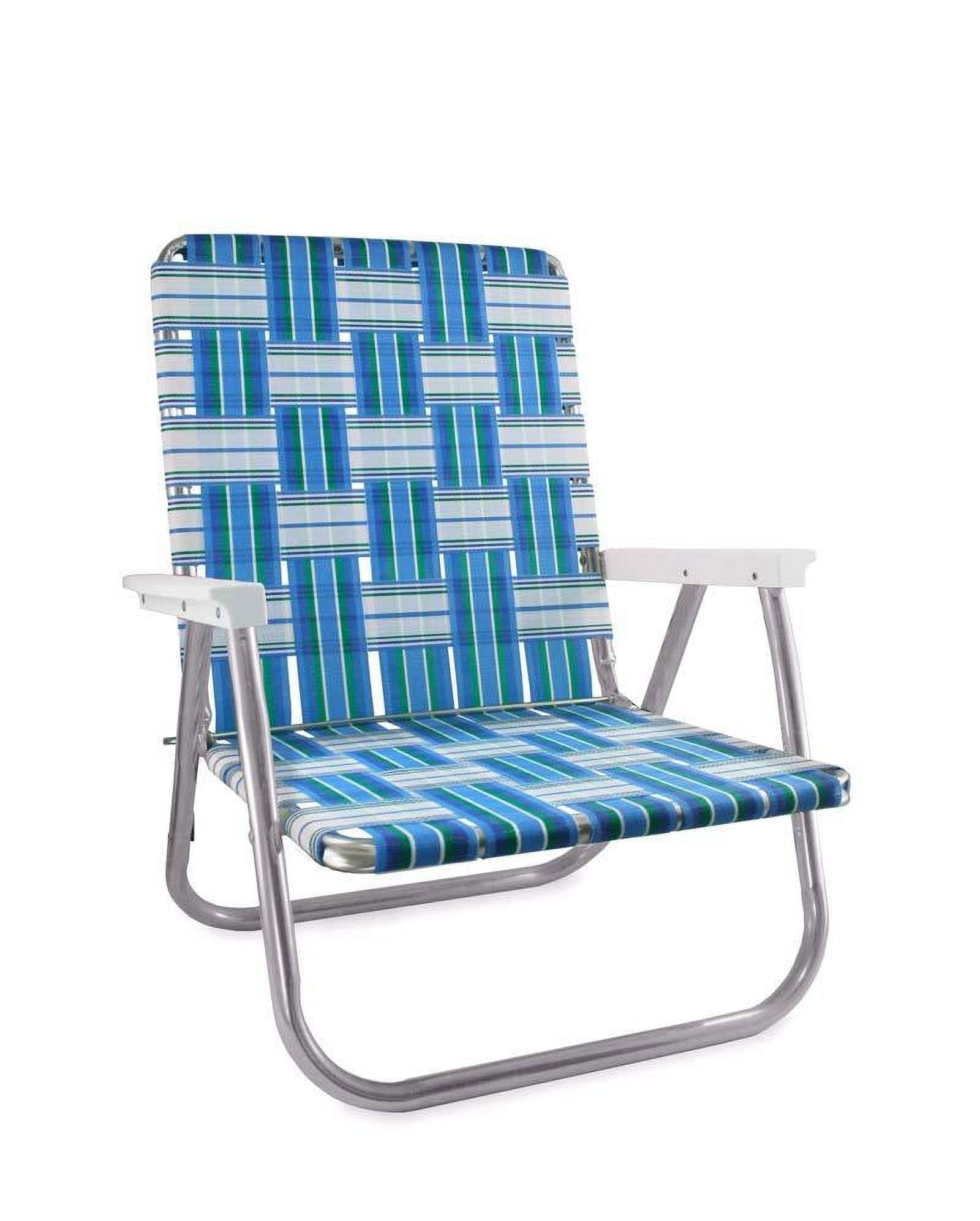 Sea Island Blue and White Aluminum High Back Beach Chair