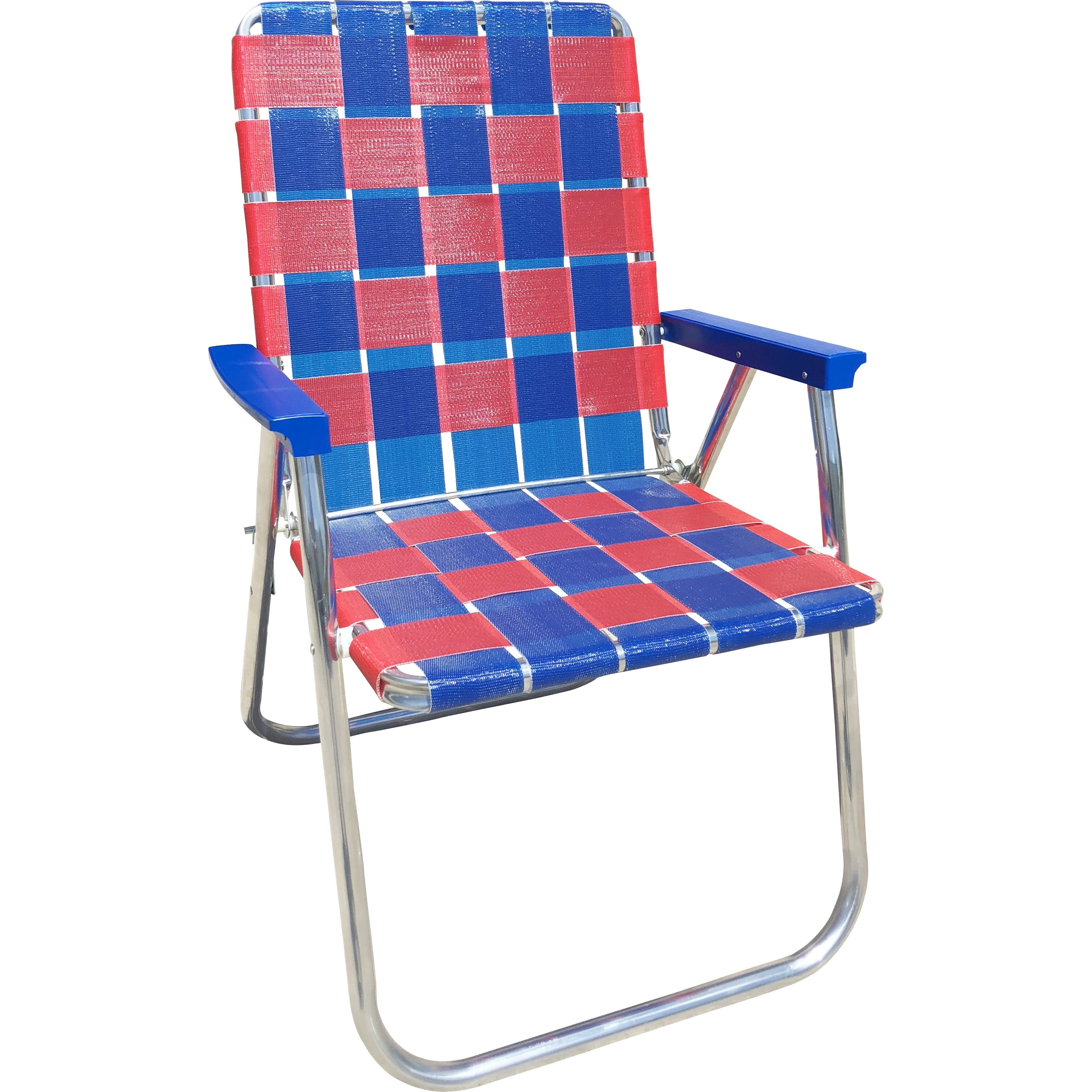 Lawn Chair USA American Made Folding Aluminum Webbing Chair for Adult and Children | Blue / Red - image 1 of 7