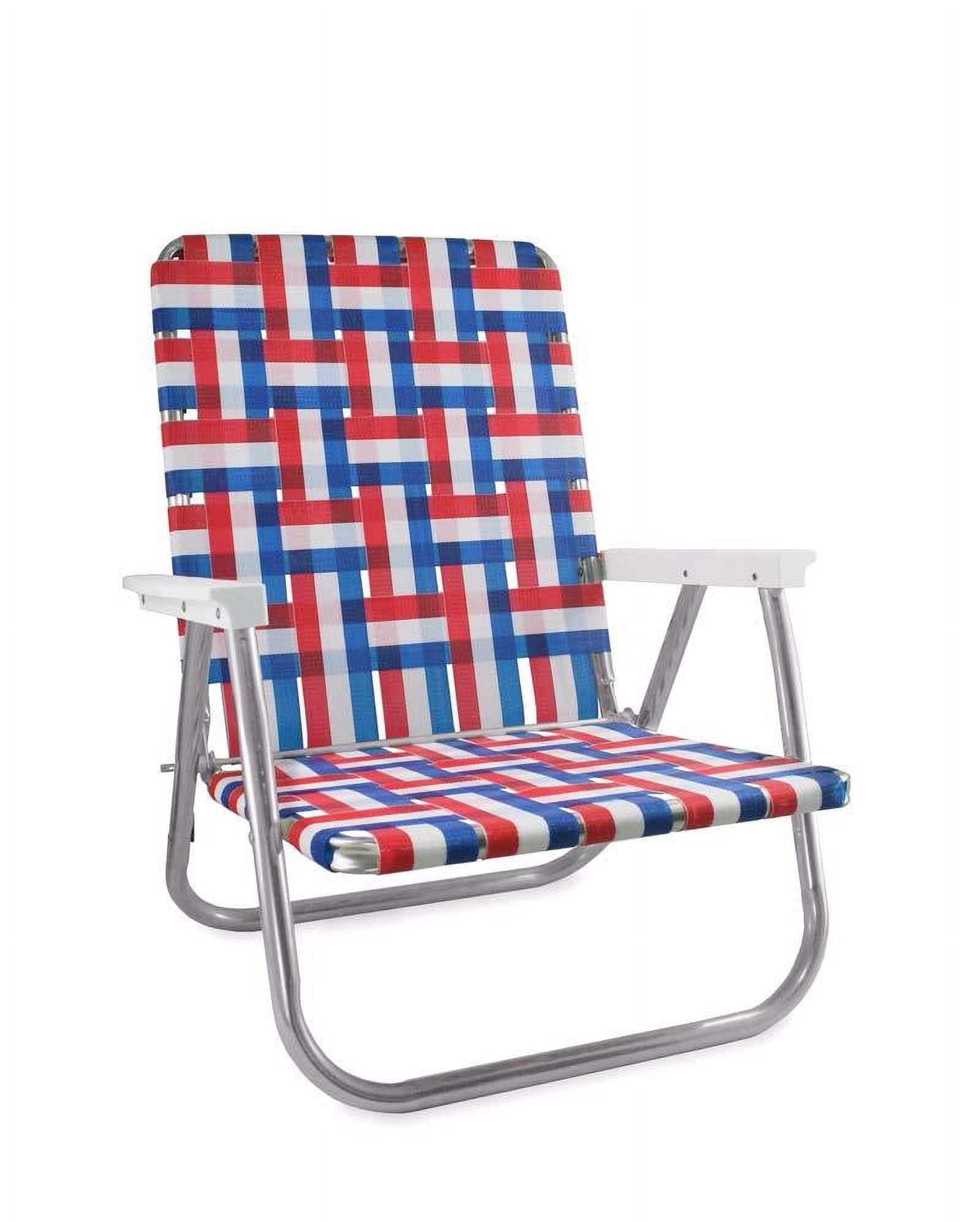 Old Glory Aluminum High Back Beach Chair with White Arms