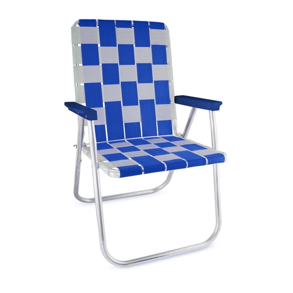 Lawn Chair USA Aluminum Outdoor Camping and Sports Durable and Portable Folding & Stacking Chairs, Blue/Silver