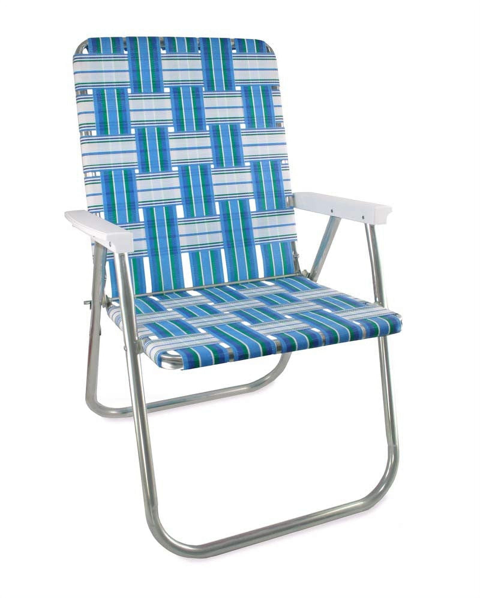 Classic Sea Island Blue and White Aluminum Camping Chair