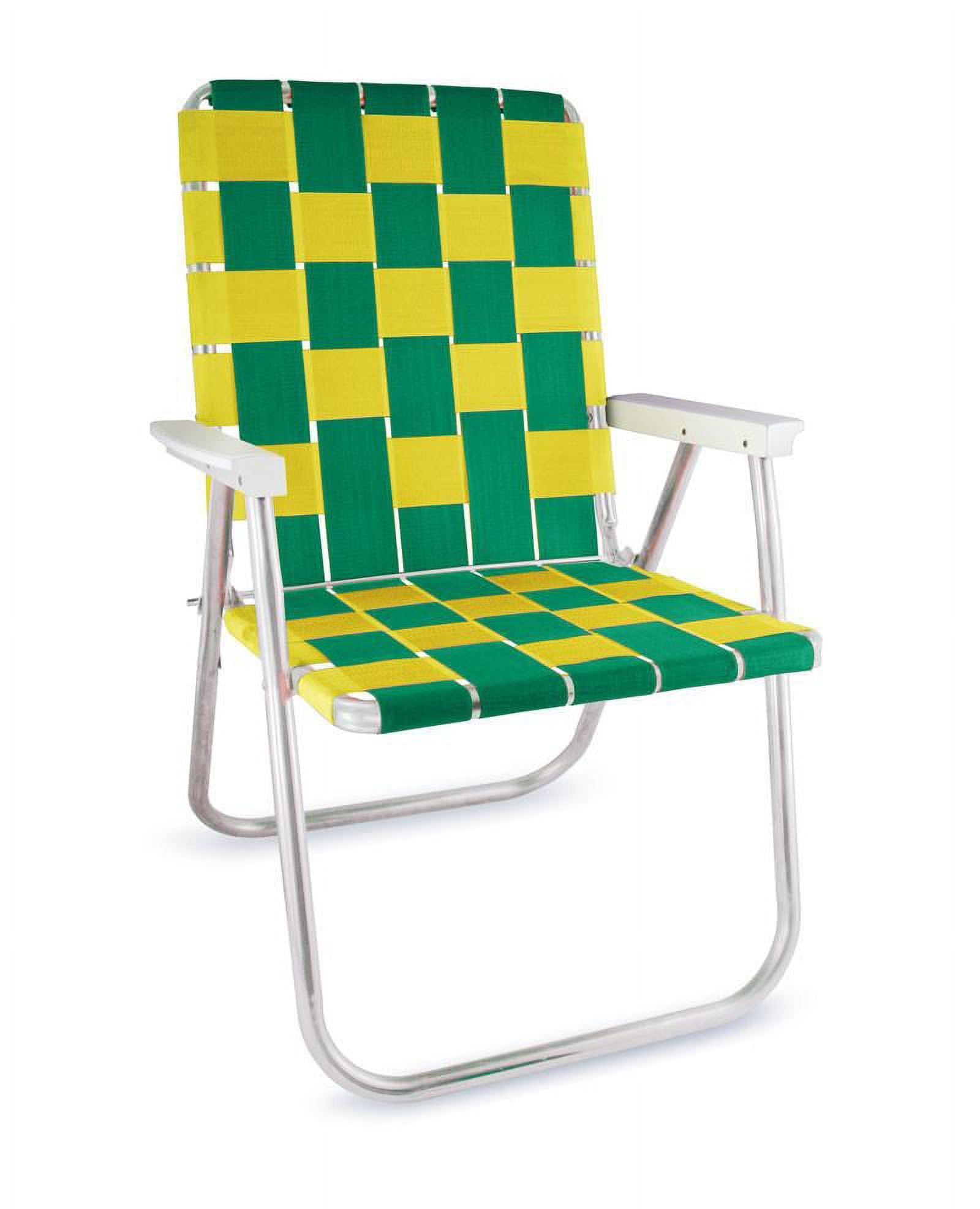 Classic Green and Yellow Aluminum Webbed Camping Chair