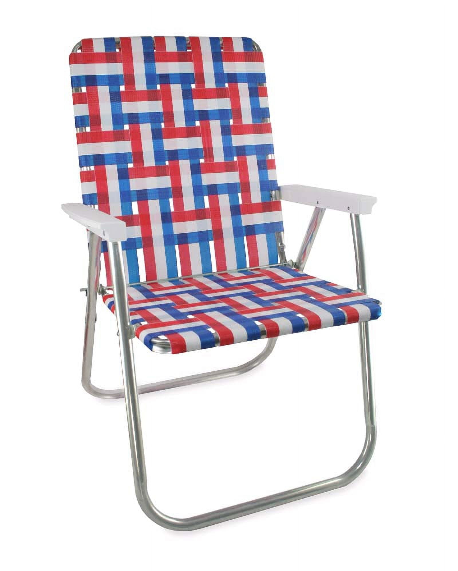 Lawn Chair USA Classic Folding Aluminum Webbed Chair | Old Glory with White Arms - image 1 of 7