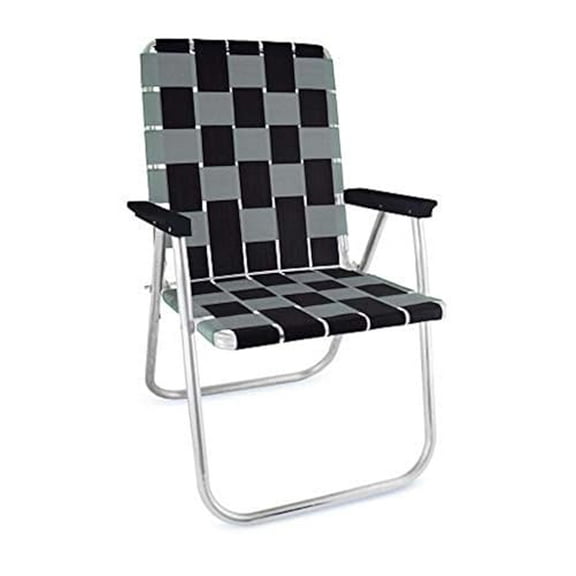 Lawn Chair USA | Folding Aluminum Webbed Chair for Camping, Sports, and Beach | Classic - Black//Silver