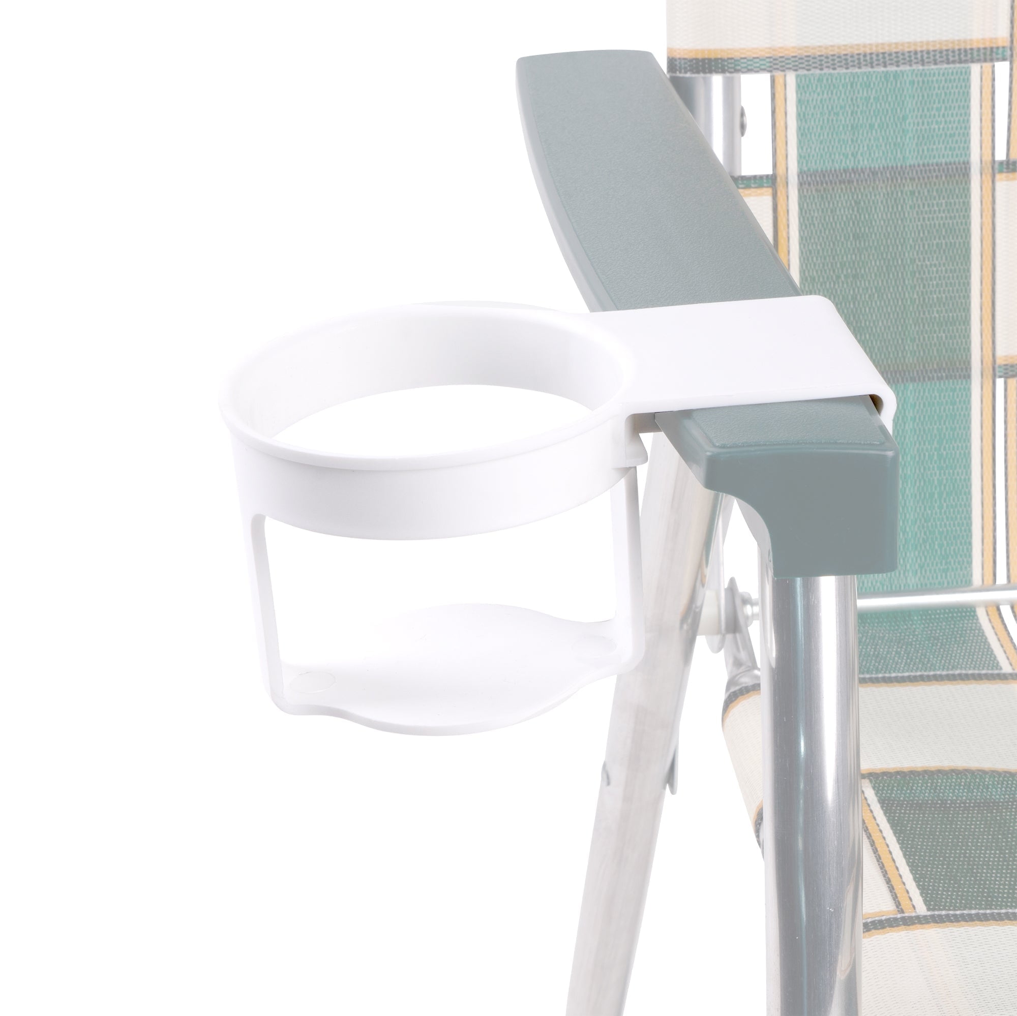 White Polypropylene Attachable Cup Holder for Lawn Chairs
