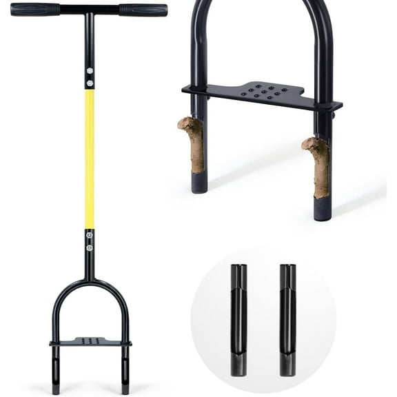 Lawn Core Aerator, Plug Aerator Lawn Tool with Spare Tines, Yard Aerator with Non-Clog Slot, Manual Lawn Aerator Tool for Compact Lawn Soil