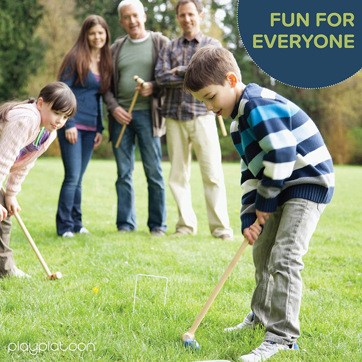 Lawn Croquet Set for Kids & Families Six Player Croquet Game with 6