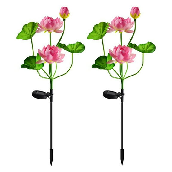 Lawn Decorations Outdoor Solar Outdoor Lights-Flower 2PCS Flower Lights Outdoor Yard Decoration Lights Landscapes Lamp For Patio Lawns Pathways Outdoor Decorations Pink