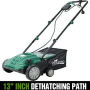 Lawn Dethatcher & Scarifier, Seizeen 12 Amp Electric Lawn Dethatcher with Scarifier Blade, 13-Inch Path and 31.7QT Removable Bag, 4-Position Height Adjustment, 3600rpm Motor
