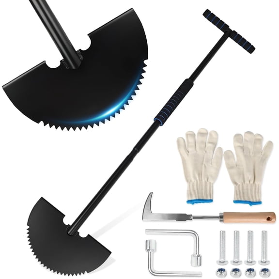 Lawn Edger Tool 41", Half Moon Garden Edging Shovel with Saw Tooth, Manual Lawn Edger Shovel Roughneck, Edger Chopper for Garden, Flower Bed, Landscaping, Turf, Include Crack Weeder