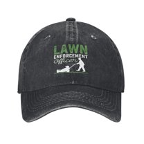 Lawn Enforcement Officer Baseball Cap Golf Dad Hat Adjustable Washed Denim Trucker Hats Unconstructed Snapback Cap for Men Women Unisex Adult,Black