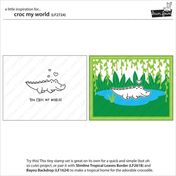 Lawn Fawn Clear Stamps 3"X2"-Croc My World