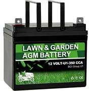 Lawn & Garden AGM Battery Group U1, 12 Volt 350CCA,Rechargeable SLA Starting Battery for Lawn, Tractors and Mowers, Compatible with , Toro, Cub Cadet, and Craftsman Mower