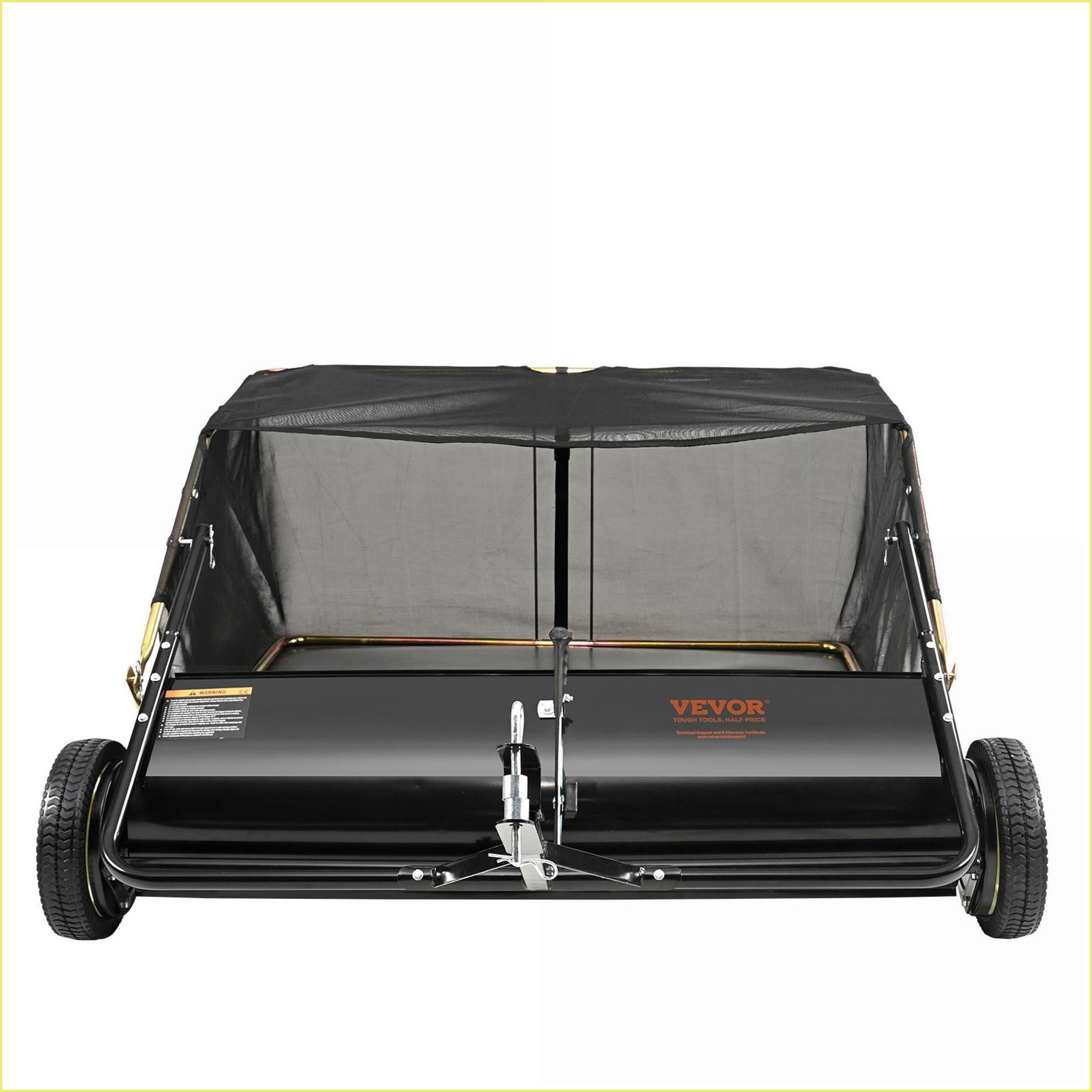 Lawn Gardening Tool | 50" Tow Behind Lawn Sweeper | 26 Cu Ft | Adjustable | For Yards Gardens | herramienta, barredora, recogedor | Black