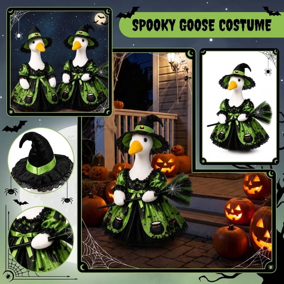 Lawn Goose Clothes 24 Inch Witch Theme Outfit Halloween Goose Attire with Witch Hat for Goose Outdoor Goose Decor for Front Porch Display Outdoor Holiday Decor Halloween Gift