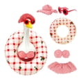 thumbnail image 1 of Lawn Goose Clothing, Porch Goose Bikini, 5-Piece Summer Porch Goose Outfit, Pvc Inflatable Swim Ring Set, 23X9 Inch Red Gingham Resin Goose Apparel with Sun Protection Hat and, 1 of 7