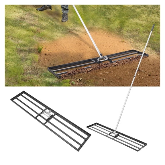 Lawn Leveling Rake 10x48in Heavy Duty, 83.9in Adjustable Handle