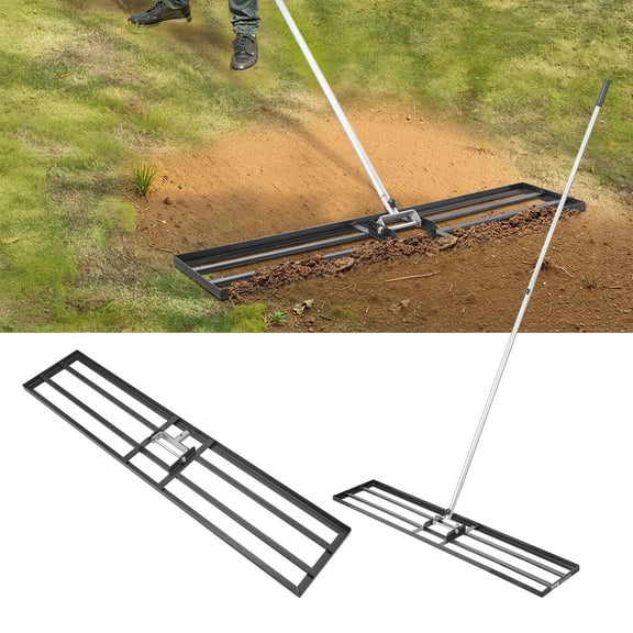 Lawn Leveling Rake 10x48in - Heavy Duty Yard Leveler with 83.9in Adjustable Handle - Garden Soil Sand Leveler for Yard, Farm & Golf Course