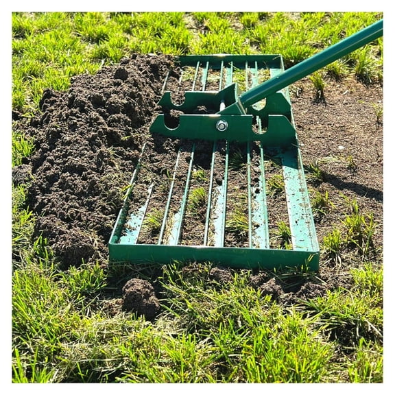 Lawn Leveling Rake  24" Steel Handle Yard Leveler, Lawn Level Tool for Creating a Flat Surface - Works for Soil, Dirt, Topdressing and Ground 24 Inches Green