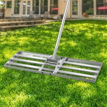 Lawn Leveling Rake, 30" x 10" Ground Plate with 6FT Adjustable Extra Long Handle Stainless Steel for Yard Garden, Heavy Duty Effort-Saving Leveling Soil Sand Spreading Dirt Top Dressing