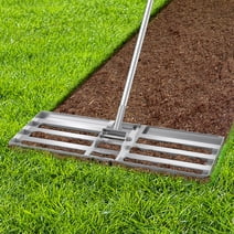 Lawn Leveling Rake, 30" x 10" Heavy-Duty Stainless Steel Lawn Leveler with 6FT Adjuatble Long Handle for Yard Garden - Effort-Saving Leveling Soil Sand Spreading Dirt Top Dressing
