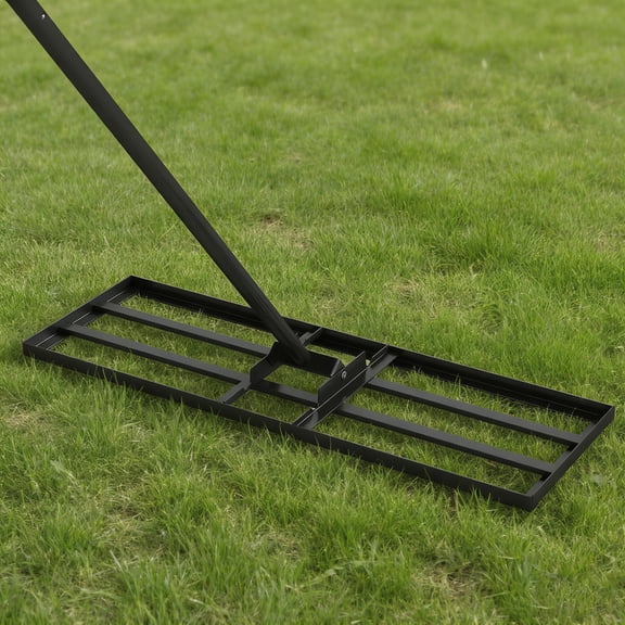 Lawn Leveling Rake 30x10 Inch, Heavy Duty Soil Sand Dirt Leveler Tool for Yard, Garden, Pasture, Golf Course, Football Field, Easy to Assemble, Black