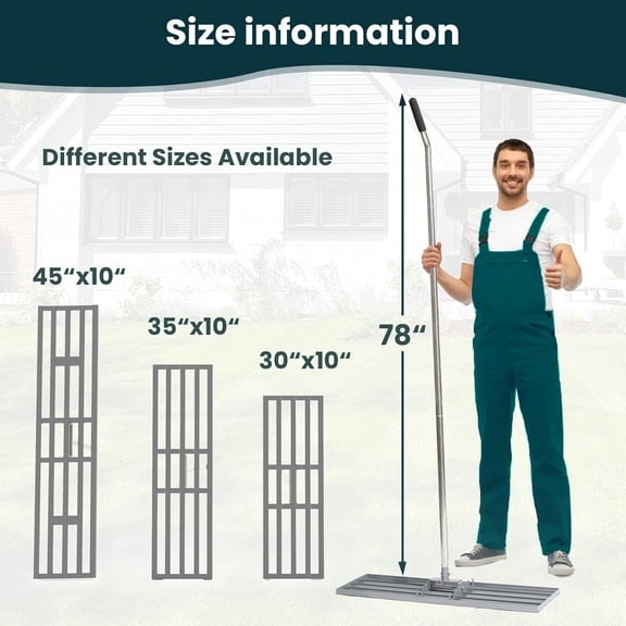 Lawn Leveling Rake 35x10 inch, (Professional-Grade) Lawn Leveler Tool with Stainless Steel Handle
