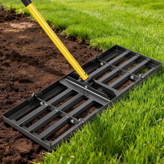 Lawn Leveling Rake, 36 Inch Yard Lawn Leveling for Soil with 78" Adjustable Steel Handle, Heavy Duty Effort Saving Landscape Lawn Leveler for Yard Garden Golf Course Soil Sand Dirt Grass