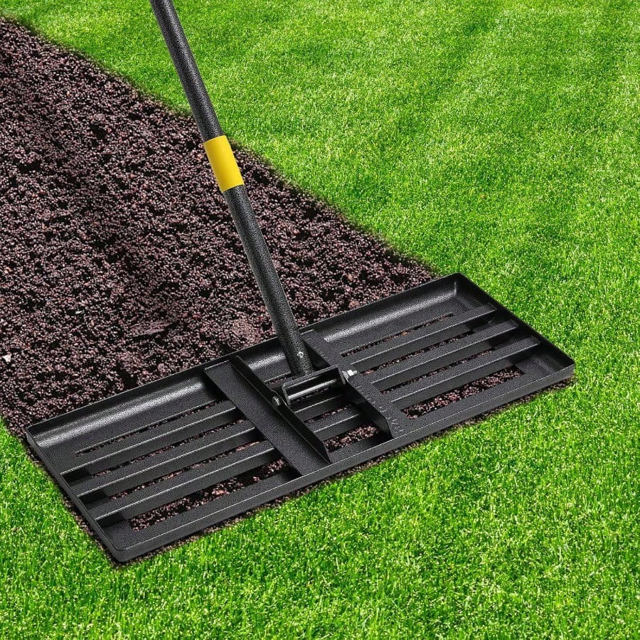 Lawn Leveling Rake 6 FT Ground Lawn Leveler with 30 x 10 Wide Large Rakes Head for Smooth Garss Soil Dirt Sand High Effect Yard Leveling Tool with Round Edge forGarden Golf Course No Flip