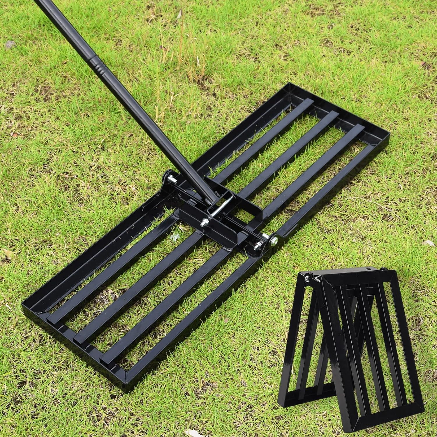 Lawn Leveling Rake – Black Steel Lawn Leveler, 30