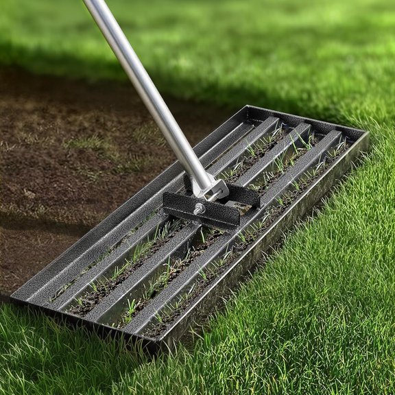 Lawn Leveling Rake Heavy Duty 30x10 Inch, Reinforced Welds, 73" Adjustable Leveler Tool with Stainless Steel Handle for Lawns, Backyard, Garden, Golf Course, Farm, Level Soil or Dirt Ground Surfaces