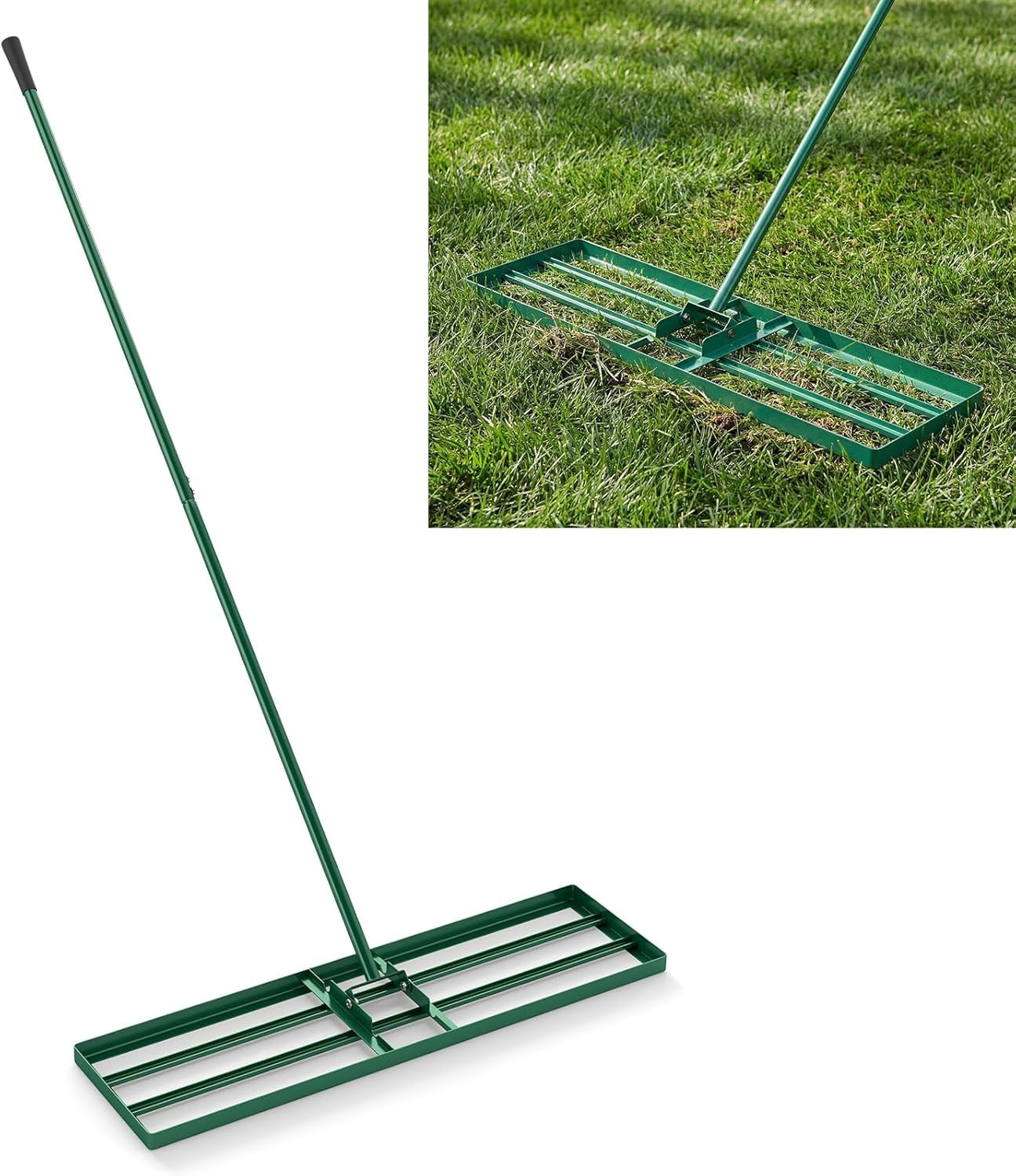 Lawn Leveling Rake, Heavy-Duty Iron Yard Leveler with 36"x9.8" Blade, 75" Adjustable Handle, Effort-Saving Lawn Tool for Backyard, Garden, Golf Course, Soil Smoothing, Topsoil & Fertilizer