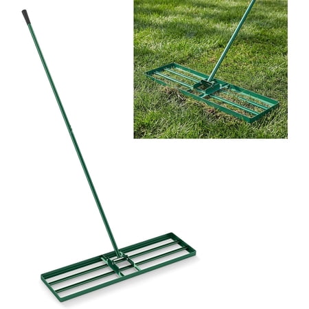 Lawn Leveling Rake, Heavy-Duty Iron Yard Leveler with 36"x9.8" Blade, 75" Adjustable Handle, Effort-Saving Lawn Tool for Backyard, Garden, Golf Course, Soil Smoothing, Topsoil & Fertilizer