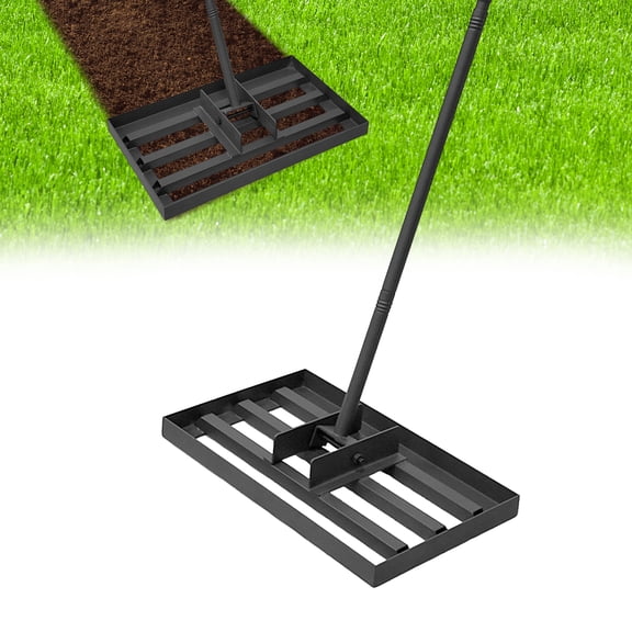 Lawn Leveling Rake,Heavy Duty Lawn Leveler with 30"x10" Ground Plate&Adjustable Long Handle,Level Yard Tool for Grass,Golf Field,Level Soil or Dirt Ground Surfaces