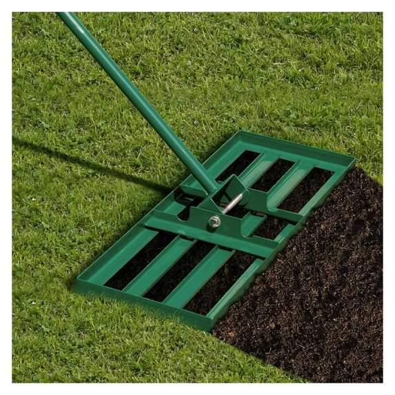 Lawn Leveling Rake, Heavy Duty Leveler Tool with 180° Rotatable Head & 67’’ Long Handle, Garden Rake for Yard Garden Golf Course, Soil Sand, Dirt Surfaces (30’’L x 10’’W)