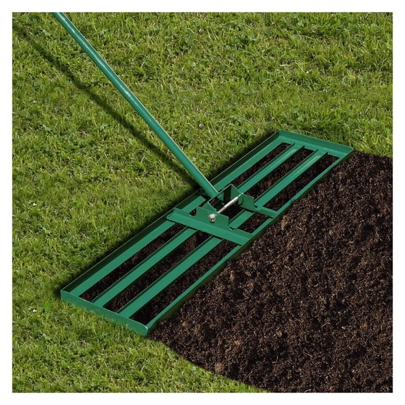 Lawn Leveling Rake, Heavy Duty Leveler Tool with 180° Rotatable Head & 67’’ Long Handle, Garden Rake for Yard Garden Golf Course, Soil Sand, Dirt Surfaces (36’’L x 10’’W)