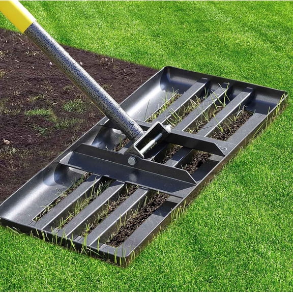 Lawn Leveling Rake - Heavy Duty Stainless Steel Lawn Leveler | Adjustable Handle, Reinforced Welds & Smooth Edge for Soil, Dirt, Ground, Yard Top Dressing, Landscaping
