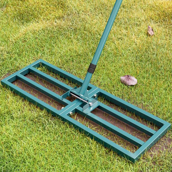 Lawn Leveling Rake Heavy Duty Stainless Steel Lawn Leveling Tool 30"x10" with 78" Adjustable Long Handle Leveling Rake for Soil,Ground,Backyard,Golf Field,Garden Tools Grass Seed Landscaping