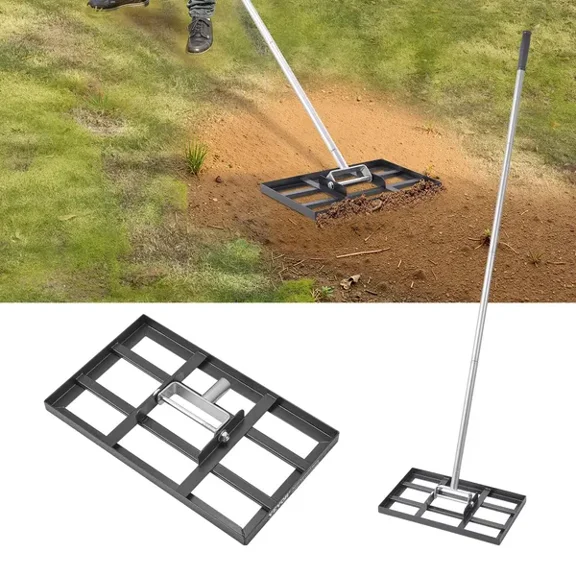 Lawn Leveling Rake, Lawn Leveler with 78 in Handle, 17x10 in Ground Plate, Rust-Resistant Carbon Steel Soil Leveler, 5 Heights Adjustable, Effort Saving Lawn Leveling Tool for Yard Golf Court