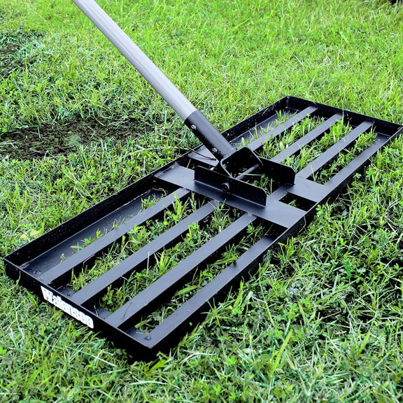 Lawn Leveling Rake, Levelawn Tool, Heavy Duty Effort Saving Lawn Level Tool, Steel Handle Lawn Leveler for Yard Garden Golf Course , Ease Level Soil Sand Dirt Surfaces, 7FT 45"x10"