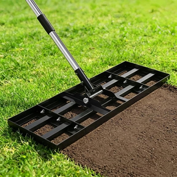 Lawn Leveling Rake for Soil | 30x10,17x10,Expandable Modules,Stainless Stee,35"-78"Adjustable, Anti-Flip,for Yard, Sand, Topdressing, Golf Course, Farm