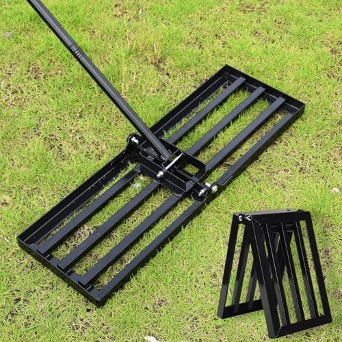 Lawn Leveling Rake, Steel Lawn Leveler with 30"x10" Ground Plate, 78" Adjustable Long Handle, Level Yard Tool for Grass, Golf Field, Level Soil or Dirt Ground, Black$$Garden & Patio