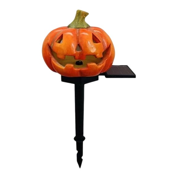 Lawn Light Happydeer Solar Powered Pumpkin Ghost Light Halloween Pathway Lights Waterproof LED Walkway Lights with Garden Stake Solar Lamps (Orange1)