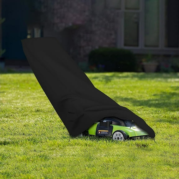Lawn Mower Cover 18 Oz Waterproof - Customize Cover with Any Size - 100% Weather Resistant Grass Mower Cover with Air Pocket and Drawstring with Snug Fit (50" D x 25" W x 44" H, Black)