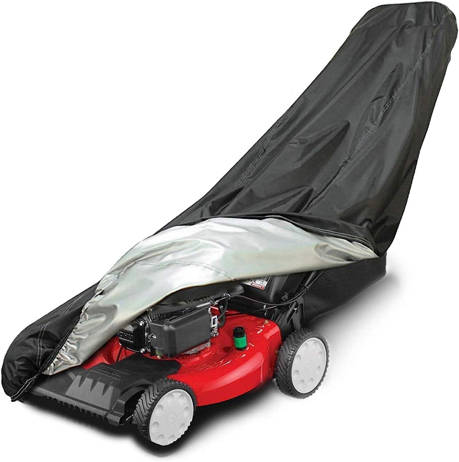 Heavy Duty Black Waterproof Lawn Mower Cover with Drawstring