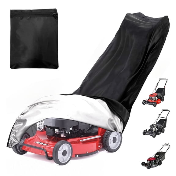 Lawn Mower Cover, Waterproof Oxford UV Protection Universal Push Mower Cover with Storage Bag 75" x 25"