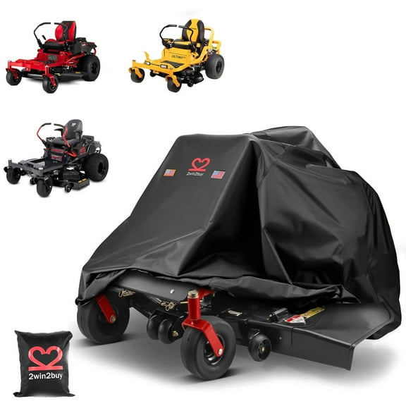 Lawn Mower Cover, Waterproof & UV Protection 420D Polyester Oxford with Drawstring & Storage Bag Fit for Zero Turn Mower (79x55x46 in)